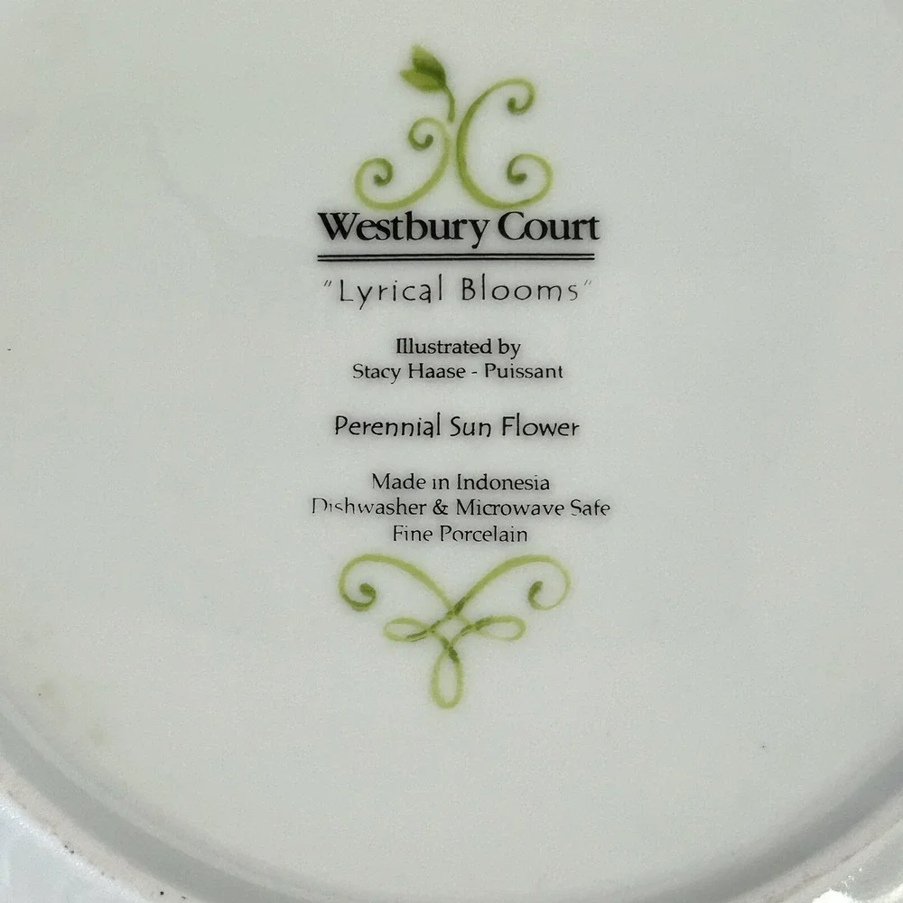 Westbury Court Lyrical Blooms Dinner Plates Perennial Sunflower Floral Set of 3